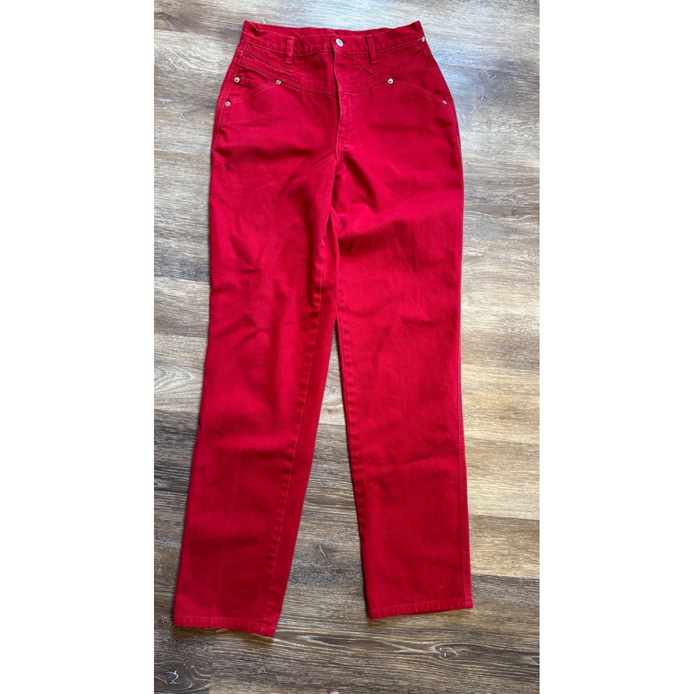 Vintage Roper Red High Waisted Western Jeans Straight Leg Made in USA Size 13 - Picture 2 of 11